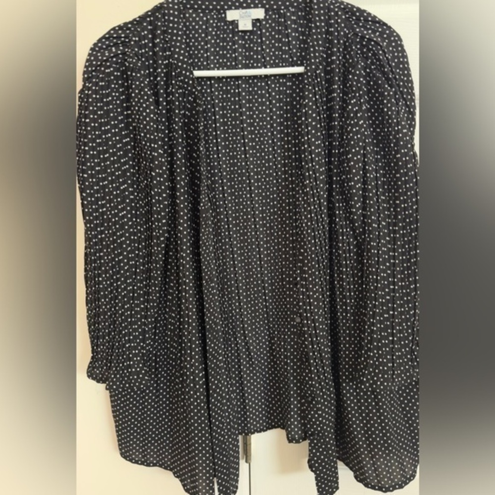 croft & barrow Black and White Polka Dot Open-Front Cardigan